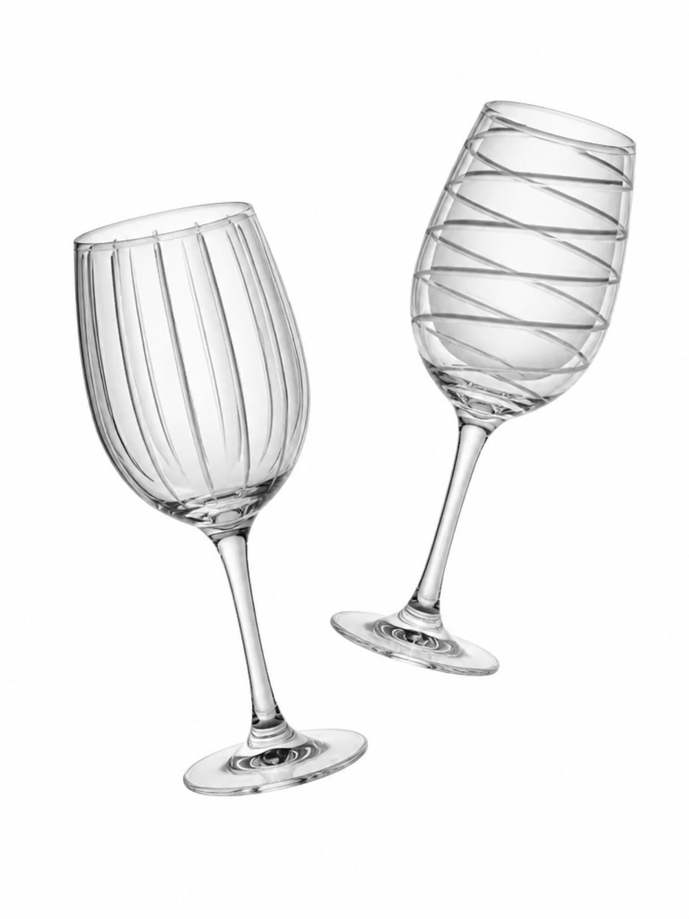 Mikasa Cheers Collection, Etched White Wine Glasses, Set Of 2 Stripes Swirls